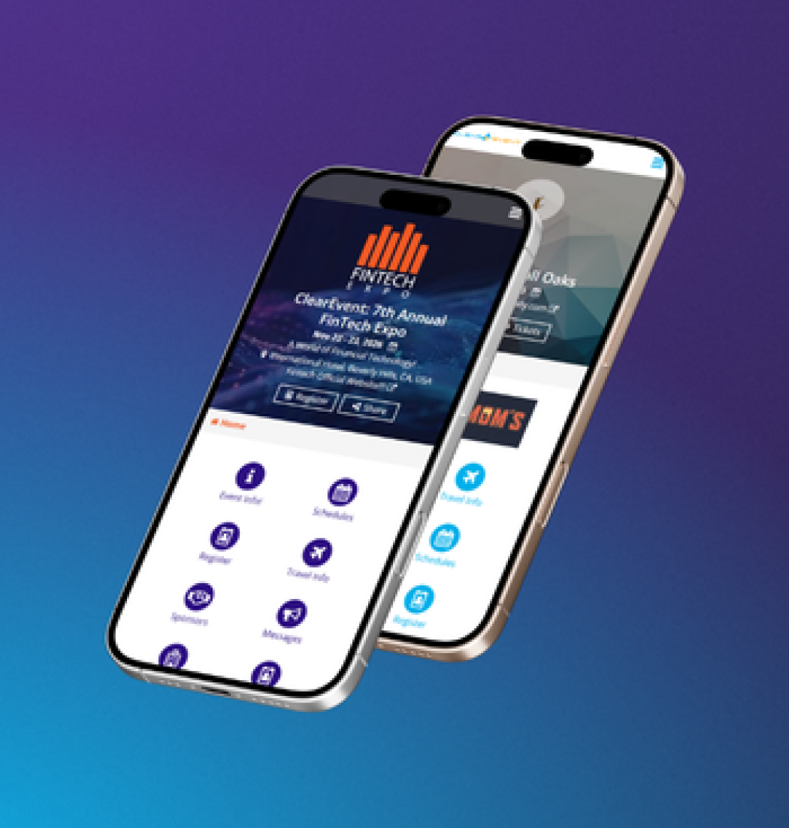 Branded ClearEvent Mobile Event App Examples.